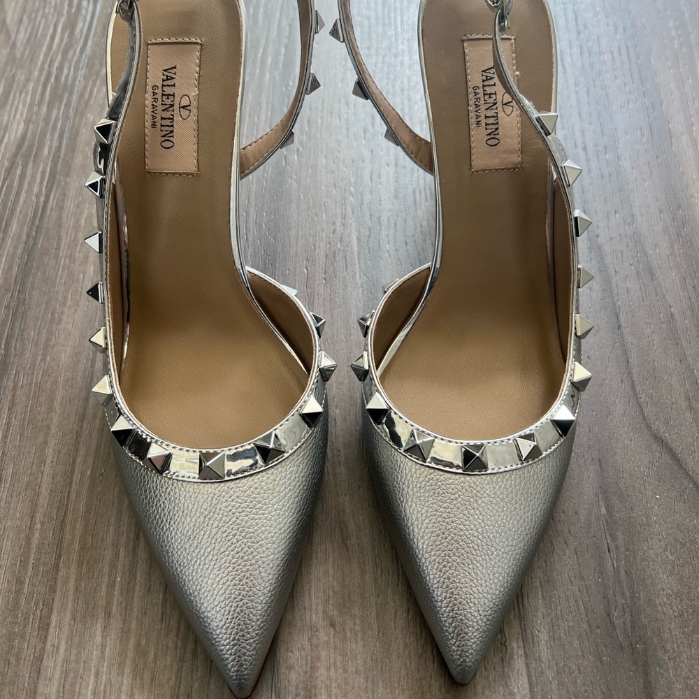 Valentino Silver Rockstud Pumps